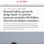 Renaud Saleur, gérant de hedge fund: «Le pétrole pourrait atteindre 100 dollars dans les prochaines semaines»