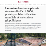 L’uranium face à une pénurie structurelle d’ici à 2030, portée par l’électrification mondiale et les tensions géopolitiques